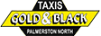Taxis Gold & Black – THE REGION'S LARGEST LOCALLY OWNED TAXI COMPANY Logo