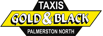 Taxis Gold & Black – THE REGION'S LARGEST LOCALLY OWNED TAXI COMPANY Logo